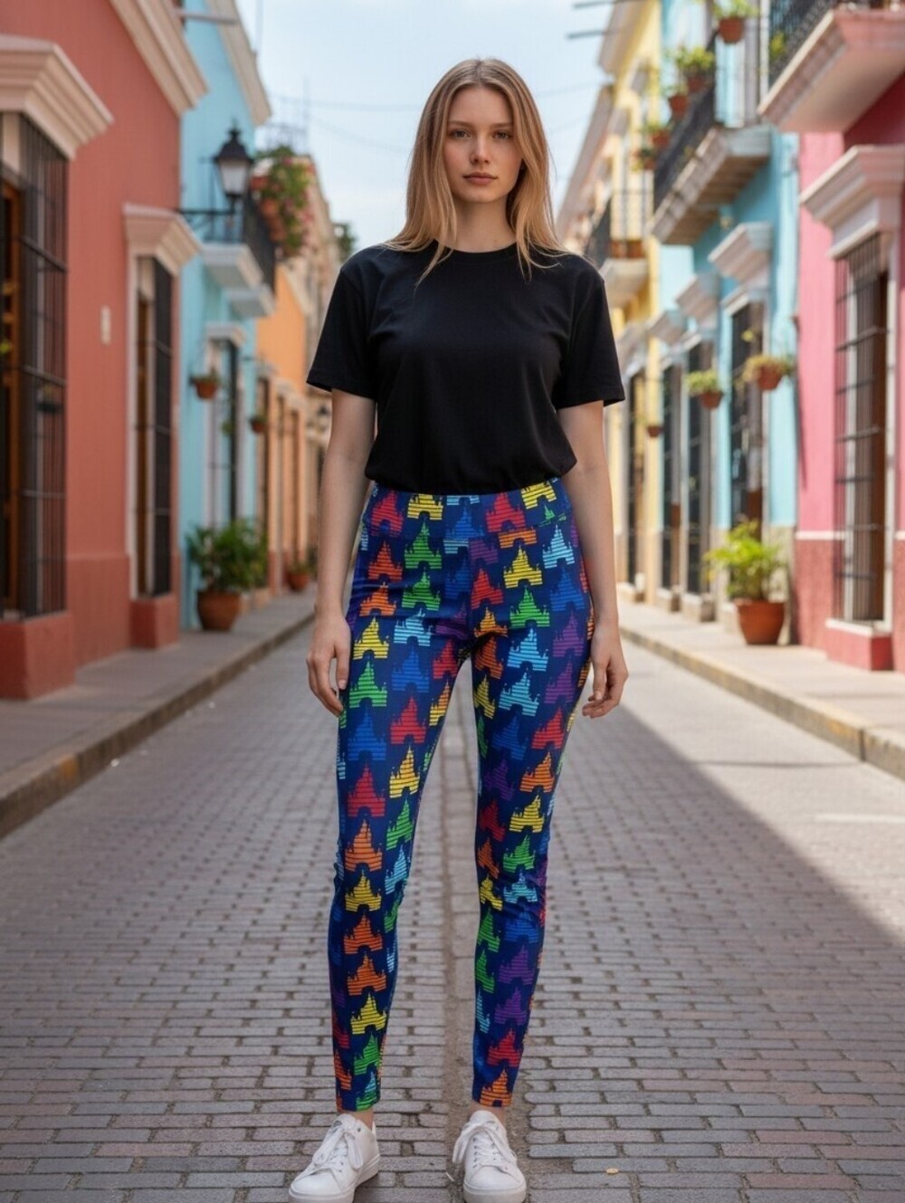 Disney Parks Fantasyland Castle Rainbow Leggings Women Size SMALL New With Tags